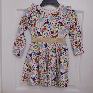 NWT Mini Boden Halloween Witch Cat Pumpkin Cauldron Print Dress sz 3-4 Years